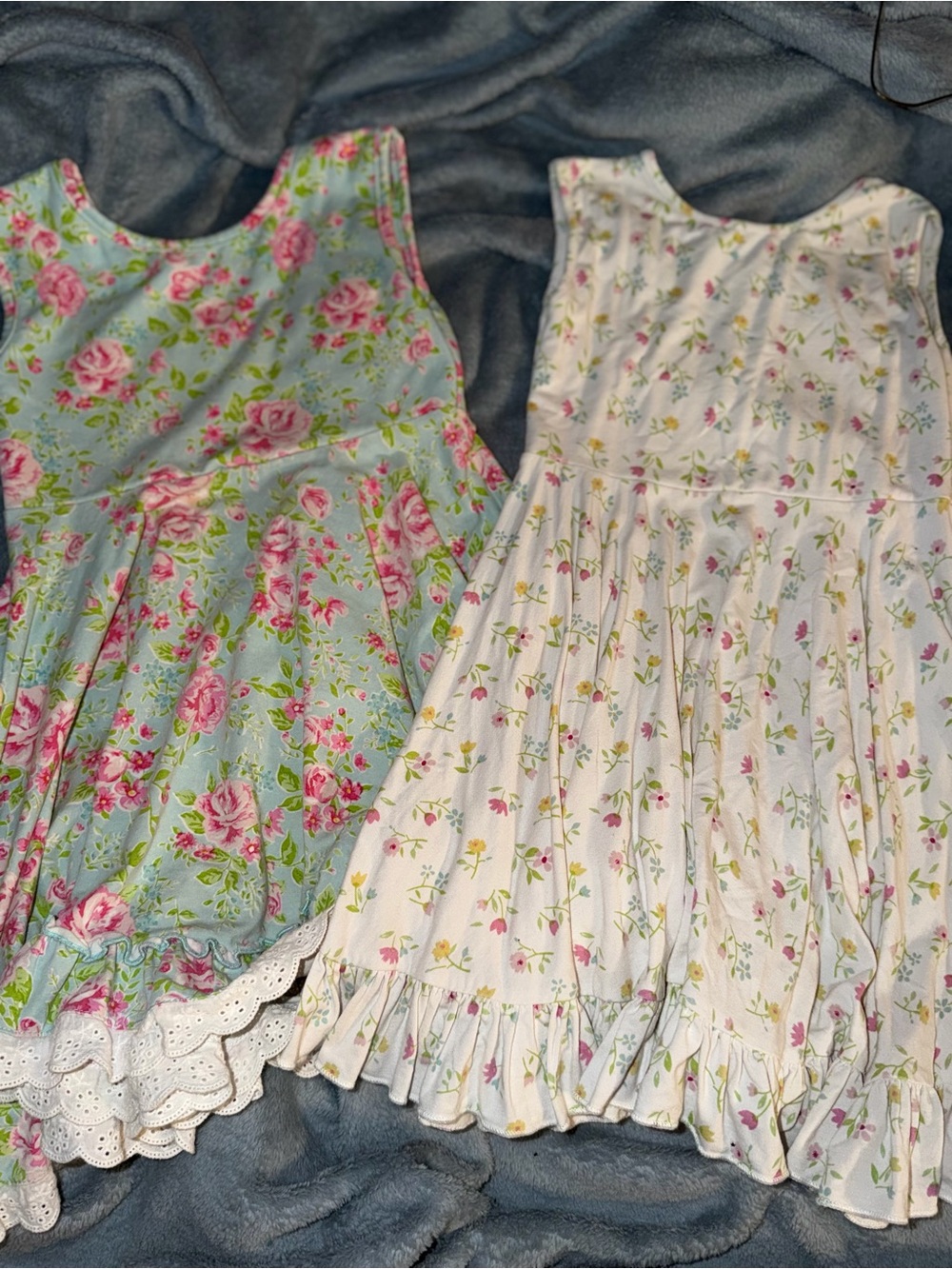 SweetHoney Floral Sundress Set - Light Blue & White